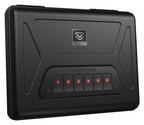 Black biometric safe with illuminated keypad and robust metal construction