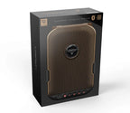 Bluetooth biometric humidor safe in retail packaging with gold mesh design