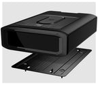 Black biometric safe with keypad and mounting plate on a light background
