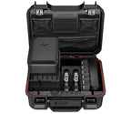 Open biometric travel safe case with organized compartments and secure storage features