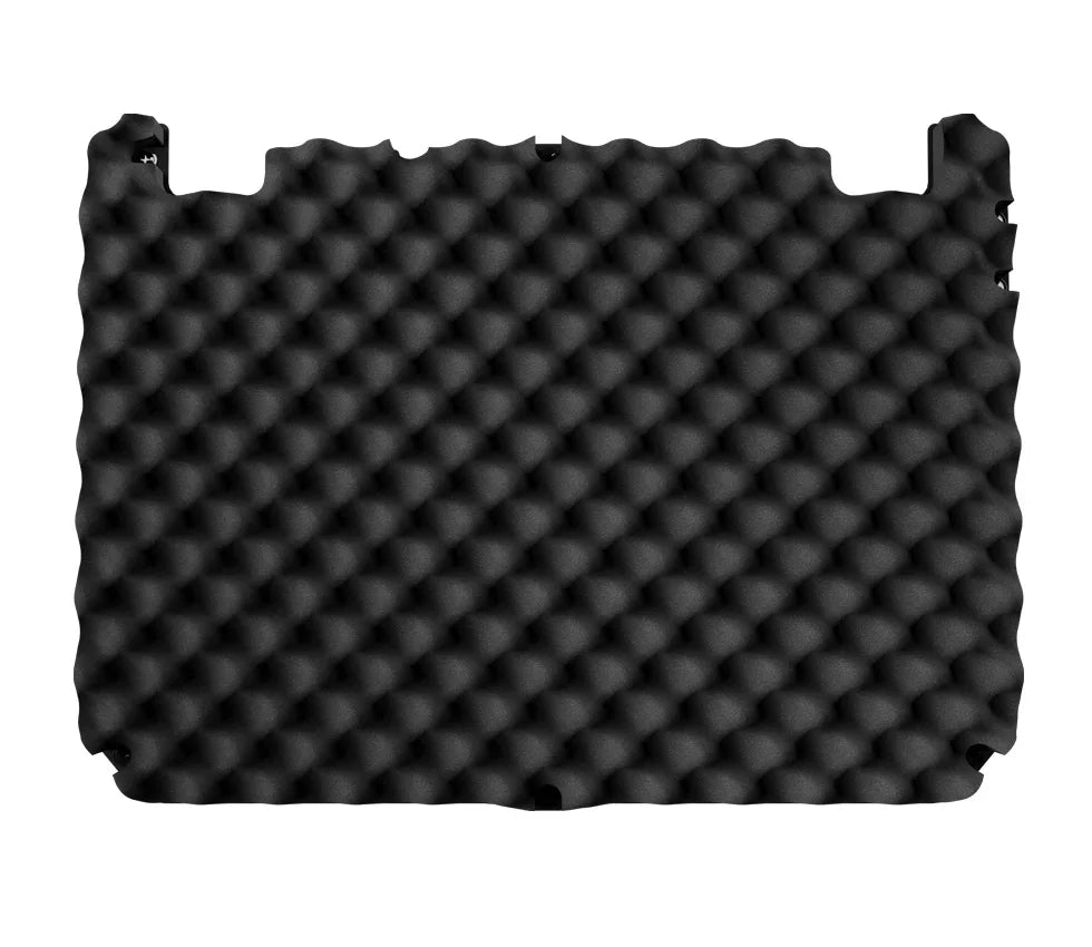 Protective black foam insert with egg crate texture for secure home safe interior.
