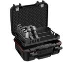 Open hard shell safe case with foam interior, dual handgun and magazine storage compartments