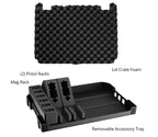 Safe accessory set including lid crate foam, pistol racks, mag rack, and removable tray.