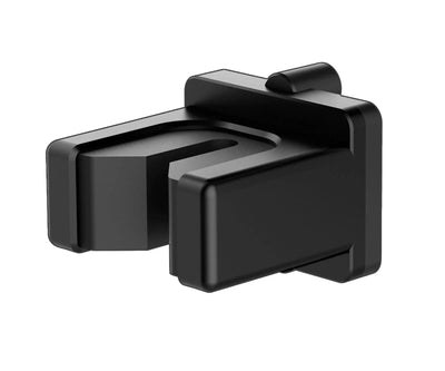 Black modular safe accessory attachment with compact, rugged design, isolated on white background